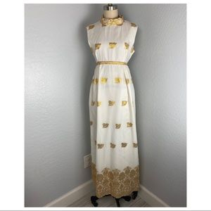 Vintage White With Gold Detail Greek Goddess Dress
